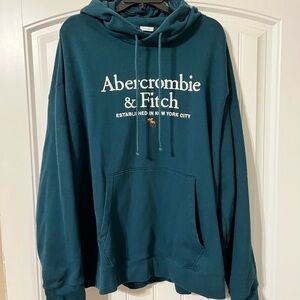 Abercrombie & Fitch Teal Embroidered classic moose logo hoodie